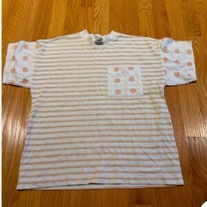 Vintage Topsville Striped juniors Shirt with Polka Dots size medium